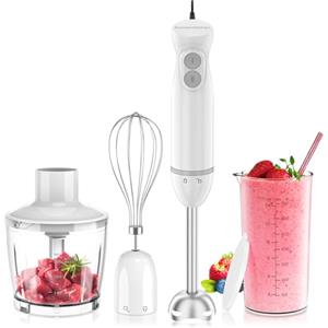 Bonsenkitchen Frullatore a Immersione, Frullatore Elettrico a Immersione in Acciaio Inossidabile da 1000 W, 2 Velocità Variabili, con Tritatutto, Misurino e Frusta, per Pappe, Zuppe, Frullati, Puree