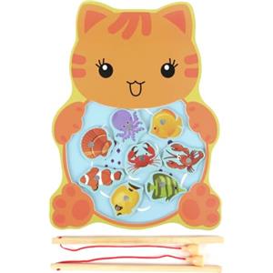 Vicloon Magnetico Giochi di Pesca per Bambini, Giochi Magnetici di Pesca in Legno, Giocattoli di Legno Gioco di Pesca, Giochi Montessori, Educativo Interattivi per Bambini Regalo 3 4 5 Anni(Gattino)