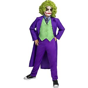 Funidelia Costume Ufficiale di Joker per bambino, giacca, gilet con colletto e cravatta e pantaloni, Taglia 10-12 anni, Supereroi, DC Comics - Completo per bambini per feste, Carnevale e Halloween