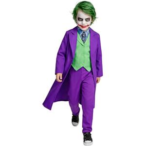 Funidelia Costume Ufficiale di Joker per bambino, giacca, gilet con colletto e cravatta e pantaloni, Taglia 5-6 anni, Supereroi, DC Comics - Completo per bambini per feste, Carnevale e Halloween