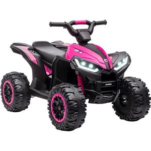 HOMCOM Quad Elettrico per Bambini 12V ATV, Doppio Motore e 2 Velocità, Ruote Larghe con Fari LED, Clacson e Musica, Età 3-5 Anni, Rosa