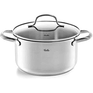 Fissler San Francisco Pentola in acciaio inox 3.3 L, 20 cm, con coperchio in vetro, bordo di versamento, scala di misurazione, cottura a induzione