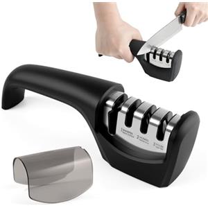 Carehabi Affilacoltelli Professionale 4 in 1 Affilacoltelli Manuale Affilacoltelli per Coltelli Dritti, Coltelli da Cucina, Seghettati