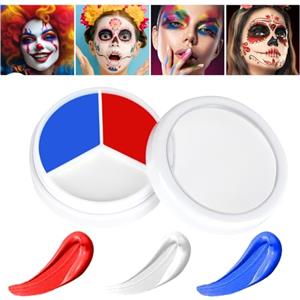 AOOWU Trucchi Clown Halloween MakeUp, 3 colori Impermeabile Trucco Bianco per Viso, Lavabile Body Painting per Carnevale, Compleanno, Feste e Natale, Non Tossico, Trucco a Tre Colori