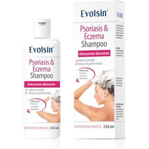 Evolsin® Shampoo contro eczema e psoriasi I 250 ml I Sollievo dal prurito del cuoio capelluto secco e irritato, dermatite atopica e psoriasi I shampoo dermatite seborroica