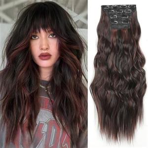 YDDM Clip in Hair Extension Set 4 Pezzi Extension Capelli Ricci Clip in, Capelli per le Donne YDDM Fibre per Capelli Sintetiche