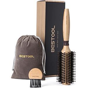 BESTOOL Spazzola rotonda per asciugatura, setole di cinghiale con perni in nylon Spazzola rotonda per capelli, spazzola professionale per lo styling per donne e uomini (Barrel 22mm)