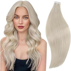 RUNATURE Extension Capelli Veri Biadesivo 40cm 20pcs 50g Biondo Extension Capelli #800