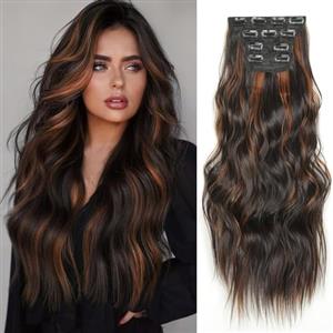 YDDM Clip in Hair Extension Set 4 Pezzi Extension Capelli Ricci Clip in, Capelli per le Donne YDDM Fibre per Capelli Sintetiche