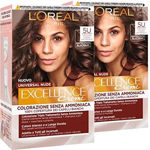 L'Oreal Paris 2x L'Oréal Paris Excellence Creme Universal Nude Colorazione Permanente Castano Chiaro 5U Triplo Trattamento - 2 Tinte