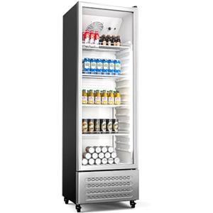 KLARSTEIN GrandCooler 306L Frigo Vetrina Bibite - Porta Doppio Vetro, Porta di Alluminio, LED Bianco/Blu, Termostato 0°C a 10°C, 4 Ripiani, Ruote 360°, Classe B, Perfetto per Bar & Ristoranti