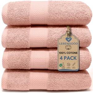 LEBENGOOD Set 4 Asciugamani da Bagno e Viso 4 Pezzi Morbidi Assorbenti Resistenti 50x90 cm 100% Cotone Spugna Americana Premium di Lusso Certificato OEKO-TEX®