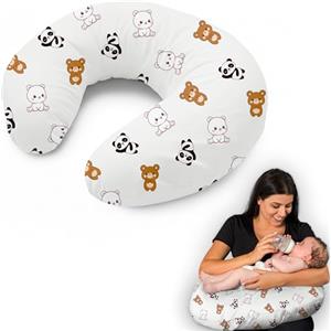 Flowen Cuscino Allattamento e Gravidanza Ciambella Allattamento Neonato con Federa in 100% Cotone e Morbido Riempimento Supporto Ergonomico alla Schiena Idea Regalo per Neo Mamme Accessorio Premaman Lavabile