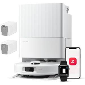 roborock QV 35A Set Robot Aspirapolvere, Antigroviglio, 8000Pa, Panno Sollevabile, Autolavaggio, Asciugatura ad Aria, Stazione Tutto in Uno, Evitare Ostacoli, Strategie di Pulizia dei Tappeti, Bianco