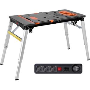 TLGREEN 7 in 1 Banco da Lavoro Pieghevole, Tavolo da Lavoro Portatile, Piattaforma di Lavoro Regolabile in Altezza, Carrello da Trasporto, Carrello a Mano con 4 pcs Rotella, per Domestico, DIY, Garage