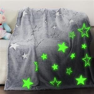 Winthome Coperta Che si Illumina al Buio - Coperta Bambini Morbida Flanella, Plaid Bambini Soffice, Divertente, Coperta Pile Bambino per Ragazzi e Ragazze, Regalo,Tutte Le Stagioni(Stella,120x150cm)