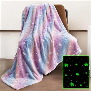 Winthome Coperta Che si Illumina al Buio - Coperta Bambini Morbida Flanella, Plaid Bambini Soffice, Divertente, Coperta Pile Bambino per Ragazzi e Ragazze, Regalo,Tutte Le Stagioni (Stelle,120x150cm)