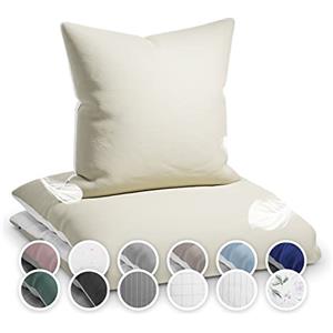 sleepwise "Soft Wonder" - Biancheria da Letto, Extra-Accogliente, Traspirante, Antipieghe, Ipoallergenico, Copripiumino Completo Tutto L'Anno, 2 Parti - Federa 135x200cm e 80x80, Sabbia, Bianco