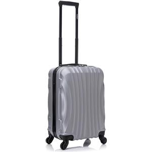R.Leone Valigia 55x35x25 cm Trolley Bagaglio a Mano 4 Ruota in ABS Air France KLM 20373FR (Valigia 55x35x25cm, Argento)