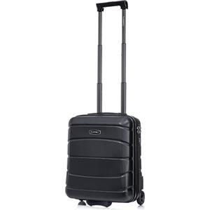 R.Leone Valigia da 1 Fino a Set 4 Trolley Rigido grande, medio, bagaglio a mano 55x40x23 cm Wizz, ITA Airways e bagaglio 45x36x20 cm EasyJet in ABS 8001 (Nero, XS Bagaglio 45x36x20cm 2Ruota)