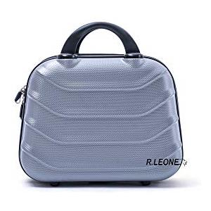 R.Leone Valigia da 1 pezzo Fino a Set 4 Trolley Rigido grande, medio, bagaglio a mano e beauty case 8 ruote in ABS 2026 (Argento, XXS Beauty case)