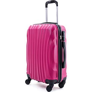 R.Leone Valigia EasyJet 45x36x20 cm Trolley Bagaglio a mano in ABS 4 Ruote (Fucsia, 3037 Valigia 50x35x20 cm)