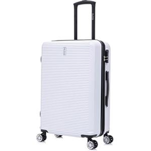 CELIMS - Valigia Media Bianca Rigida con 4 Ruote Leggera Stiva 20kg 65cm | Serratura Integrata | ABS | Valigia Media con 4 Ruote 65cm | Valigia Week-End | Bianco