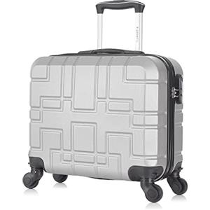 R.Leone Valigia EasyJet 45x36x20 cm Trolley Bagaglio a mano in ABS 4 Ruote (Argento, 8088 Valigia 45x41x20cm)