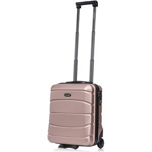 R.Leone Valigia da 1 Fino a Set 4 Trolley Rigido grande, medio, bagaglio a mano 55x40x23 cm Wizz, ITA Airways e bagaglio 45x36x20 cm EasyJet in ABS 8001 (Rose Gold, XS Bagaglio 45x36x20cm 2Ruota)