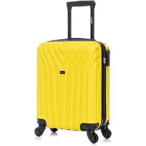 R.Leone Valigia da 1 Fino a Set 4 Trolley Rigido grande, medio, bagaglio a mano e bagaglio EasyJet 45X36X20cm 4 ruote in ABS 9002 (Giallo, XS Bagaglio EasyJet)