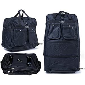 R.Leone TROLLEY BORSONE ESTENDIBILE ALLUNGABILE DA VIAGGIO CON RUOTE (Nero, AL36 5 RUOTE)