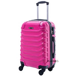 R.Leone Valigia EasyJet 45x36x20 cm Trolley Bagaglio a mano in ABS 4 Ruote (Fucsia, 2026 Valigia 50x33x19,5 cm)
