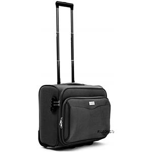 R.Leone Valigia bagaglio a mano 2 Ruote rinforzate Pilota Poliestere Stoffa adatto easyjet 45X36X20 (Grigio)