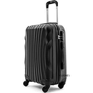 R.Leone Valigia Trolley Bagaglio a mano Rigido Ultraleggero in ABS 4 Ruote Autonome (Grigio, 2037 Valigia 55x40x20cm)
