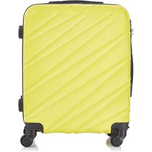 R.Leone Valigia EasyJet 56x45x25 cm Trolley Bagaglio a mano in ABS 4 Ruote 2130 (S 56x45x25cm, Giallo)