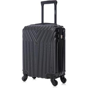 R.Leone Valigia da 1 Fino a Set 4 Trolley Rigido grande, medio, bagaglio a mano e bagaglio EasyJet 45X36X20cm 4 ruote in ABS 9002 (Nero, XS Bagaglio EasyJet)