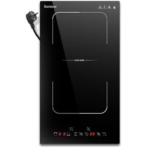 Karinear Piano Cottura a Induzione 2 Fuochi, 3500 W Piastra a Induzione 30 cm da Incasso, Piano Cottura Elettrico 2 Piastre con Spina di Zona Flessibile, 220-240 V