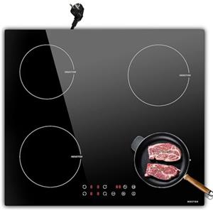Noxton Domino Piano Cottura a Induzione 4 Fuochi con Spina, 3500 W Piano Cottura Elettrico Incasso, 60 cm Piastra Induzione 4 Piastre di Toccare, Timer da 1-99 Minuti, Spegnimento Automatico