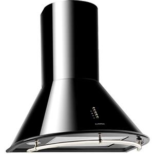 Klarstein Lumio Neo Cappa Aspirante Retró da cucina a parete in acciaio, 60 cm, capacità di aspirazione pari a 610m³/h, illuminazione alogena attivabile, Tre velocità di ventilazione, Nero