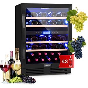 KLARSTEIN Cantinetta Design da Incasso, Refrigerata per Vino Rosso, Bianco e Birra, Controlli Touch, per Esterno/Interno, 129L, 43 Bottiglie