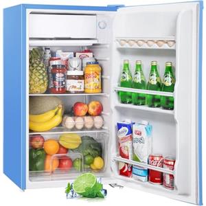 Upstreman 91L Frigorifero Piccolo Con Vano di Raffreddamento Rapido, Silenzioso, Termostato Regolabile, Scomparto per Verdure, Mini Frigo da Camera, Dormitorio, Ufficio, Blu -BR321
