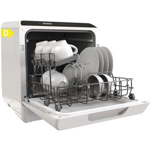 Hermitlux Hermilux Mini Lavastoviglie da Tavolo 5 Coperti - 75°C Baby Care, 5L Serbatoio, 360° Lavaggio, Senza Finestra di Vista, Installazione Semplificata - Ideale per Campeggio, Cucina, Ufficio