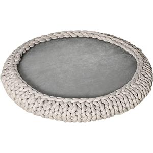 PawHut Cuccia per Cani e Gatti Rotonda con Bordi Rialzati e Cuscino, Lettino per Cani Imbottito Effetto Velluto, Φ93x15cm, Grigia