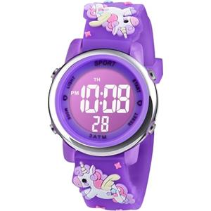 Vicloon Orologio Digitale per Bambini, Orologio da Polso per Ragazzi e Ragazze, Polso unicorno, Cartoni 3D Waterproof Retroilluminazione a 7 Colori, Regalo di Natale Regali per Ragazzi e Ragazze