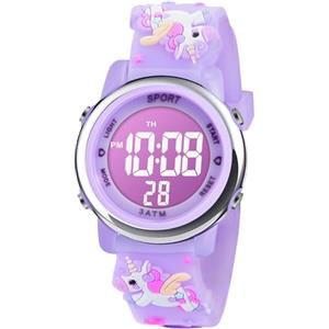 Vicloon Orologio Digitale per Bambini, Orologio da Polso per Ragazzi e Ragazze, Polso unicorno, Cartoni 3D Waterproof Retroilluminazione a 7 Colori, Regalo di Natale Regali per Ragazzi e Ragazze