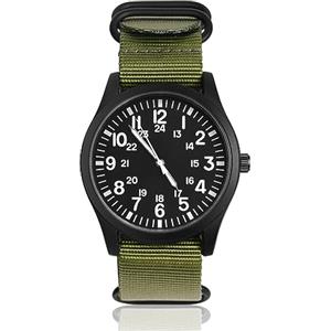 Vicloon Orologio da Uomo, Orologio Militare, Orologio al Quarzo Analogico Glow in the Dark Orologi Field Outdoor Sport Orologio da Polso da Uomo Army Tactical Sports Minimalisti (Verde)