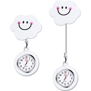 Vicloon Orologio da Infermiere, 2Pcs Orologio da Taschino Infermieri in Silicone, Infermieri Fob Medical Watch con Spilla Badge Reel Clip, Orologi da Tasca per Medici e Paramedico