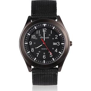 Vicloon Orologio da Uomo, Orologio Analogico al Quarzo, Orologio Militare Che si Illumina al Buio Con Datario e Cinturino in Nylon, Orologi Minimalisti Sportivi Tattici Dell'esercito (Cinturino Nero)
