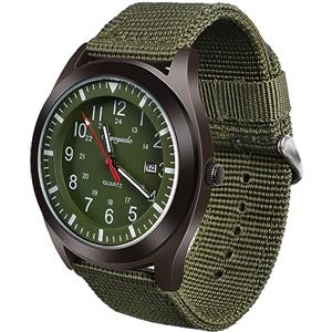 Vicloon Orologio da Uomo, Orologio Analogico al Quarzo, Orologio Militare Che si Illumina al Buio Con Datario e Cinturino in Nylon, Orologi Minimalisti Sportivi Tattici Dell'esercito (Cinturino Verde)