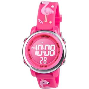 Vicloon Orologio Digitale per Bambini, da Polso per Ragazzi, Waterproof Retroilluminazione a 7 Colori, Visualizzazione Della Data e Dell'ora, Fenicottero